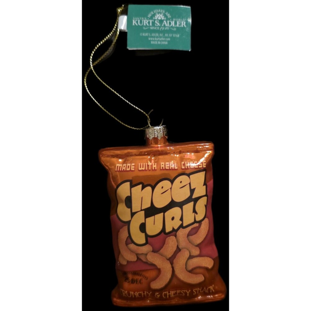 Kurt Adler Orange Cheese Curl Bag Ornament, 4.25" NWT